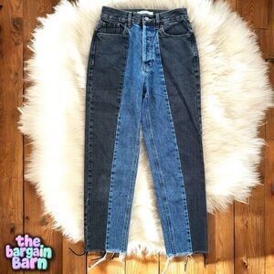 PacSun Women’s Two Toned Blue/Black Ultra High-Rise Mom Denim Jeans (24)